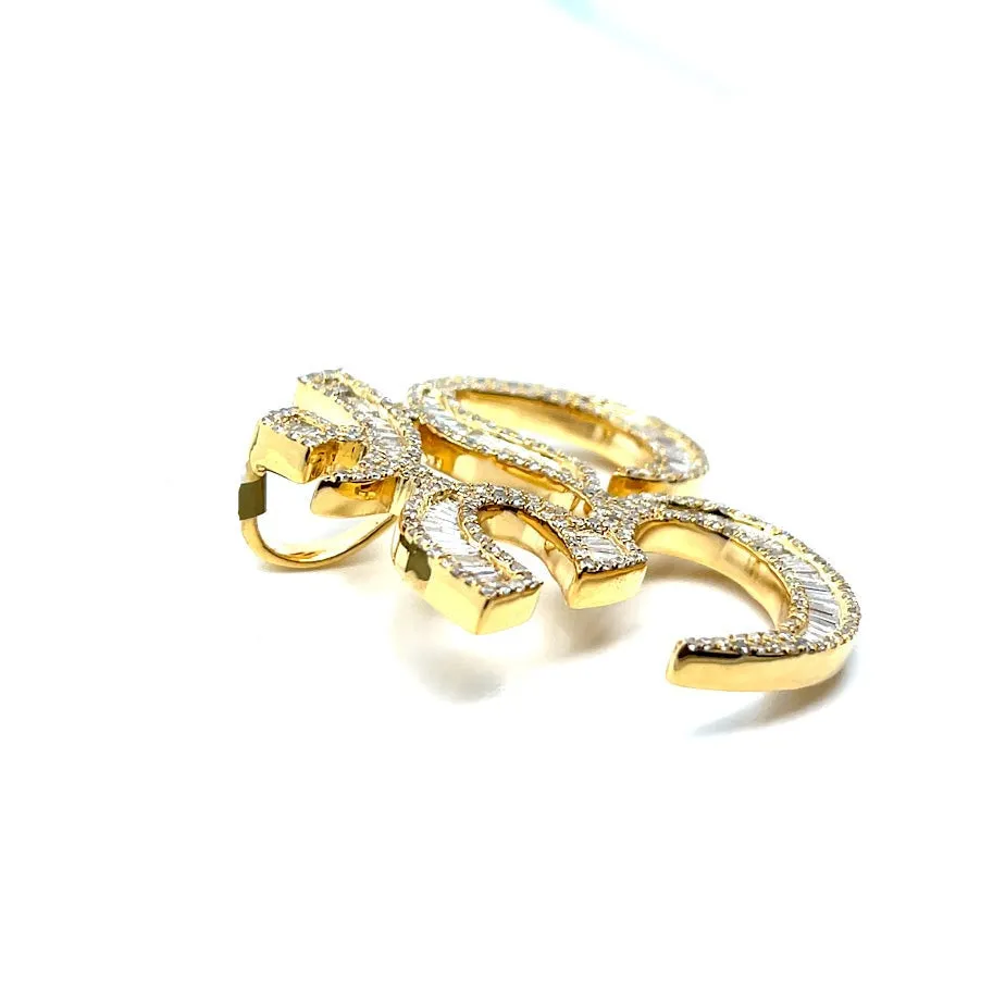 10k Gold Baguette 2.22ct Natural Diamonds OM Charm Pendant - SP47153