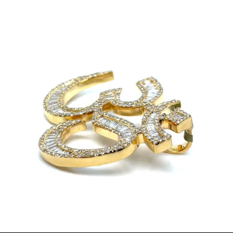 10k Gold Baguette 2.22ct Natural Diamonds OM Charm Pendant - SP47153