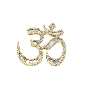 10k Gold Baguette 2.22ct Natural Diamonds OM Charm Pendant - SP47153