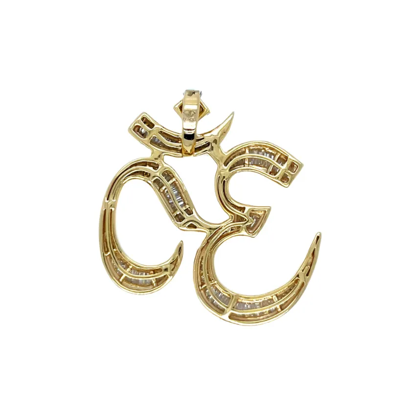 10k Gold Baguette 2.22ct Natural Diamonds OM Charm Pendant - SP47153