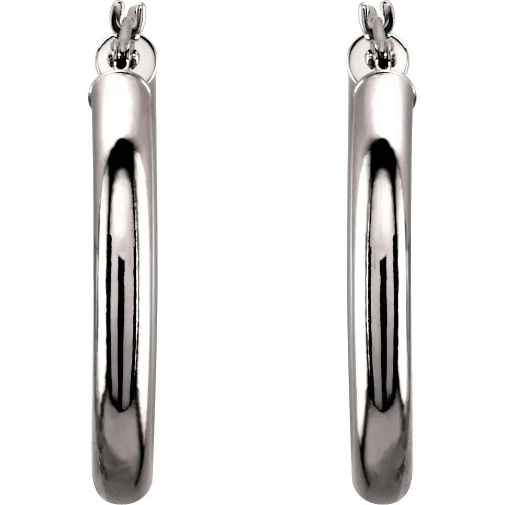 14k White Gold 25mm Tube Hoop Earrings