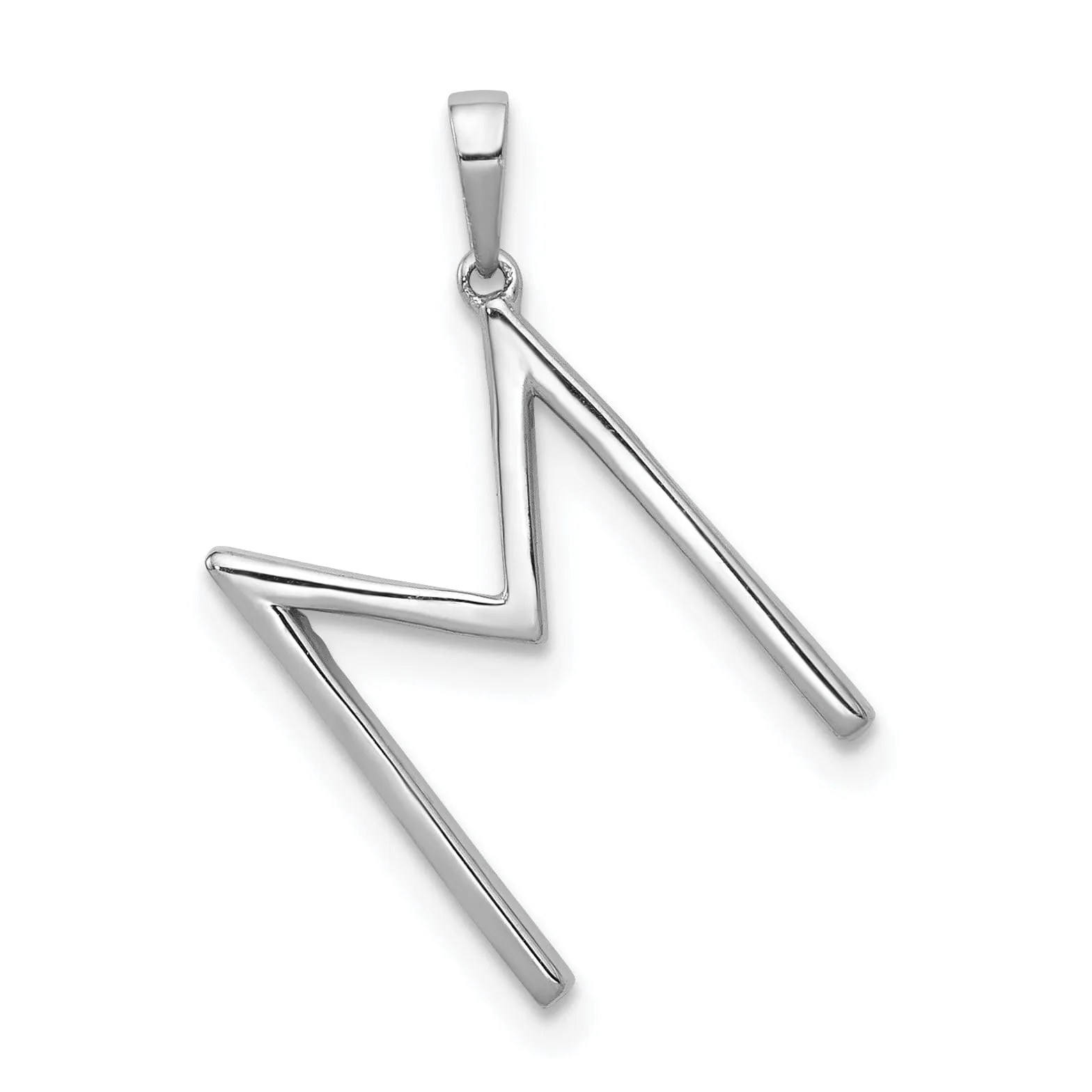 14K White Gold Diamond 0.105-CT Block Letter M Initial Charm Pendant