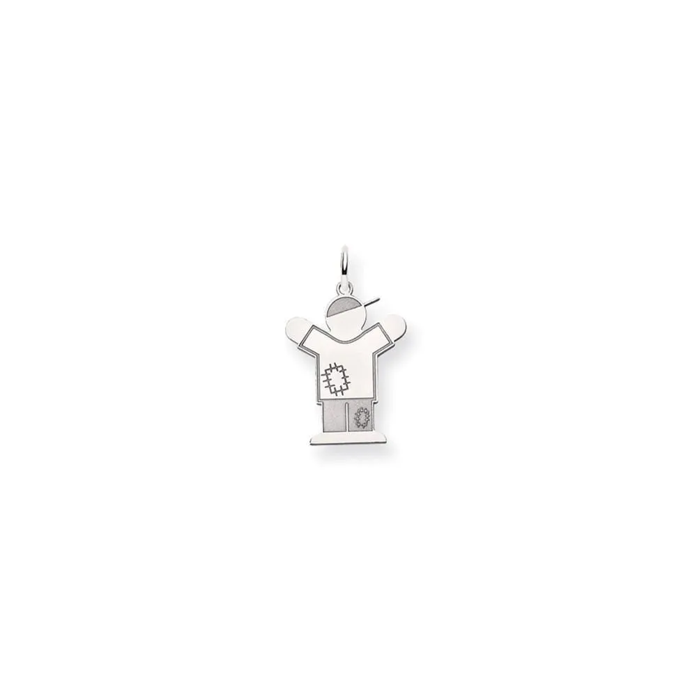 14k White Gold Patchwork Boy Love Charm