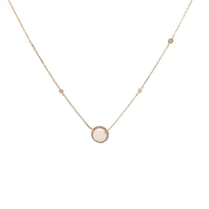 14K YELLOW GOLD  1CT ROUND OPAL AND .20CT HALO DIAMOND 18" INCHE NECKLACE