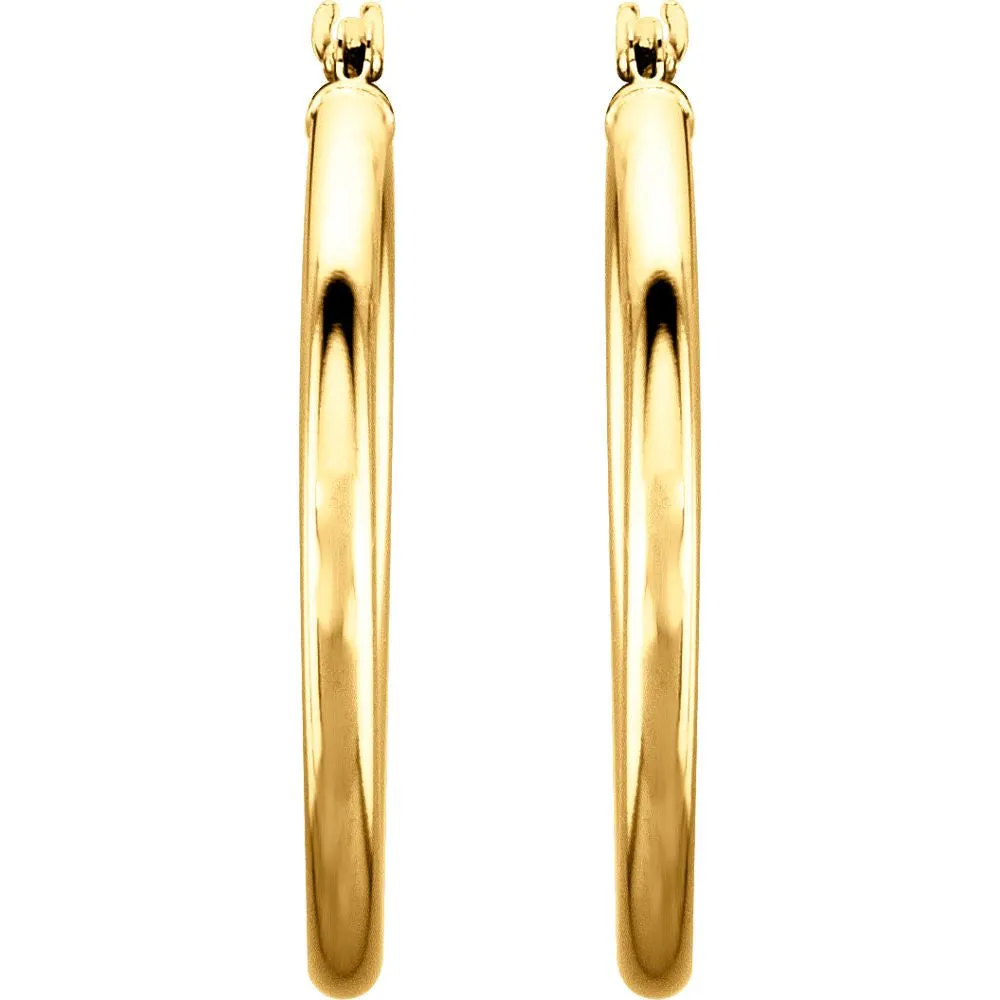 14k Yellow Gold 25mm Tube Hoop Earrings