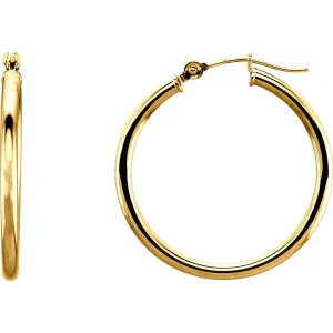 14k Yellow Gold 25mm Tube Hoop Earrings