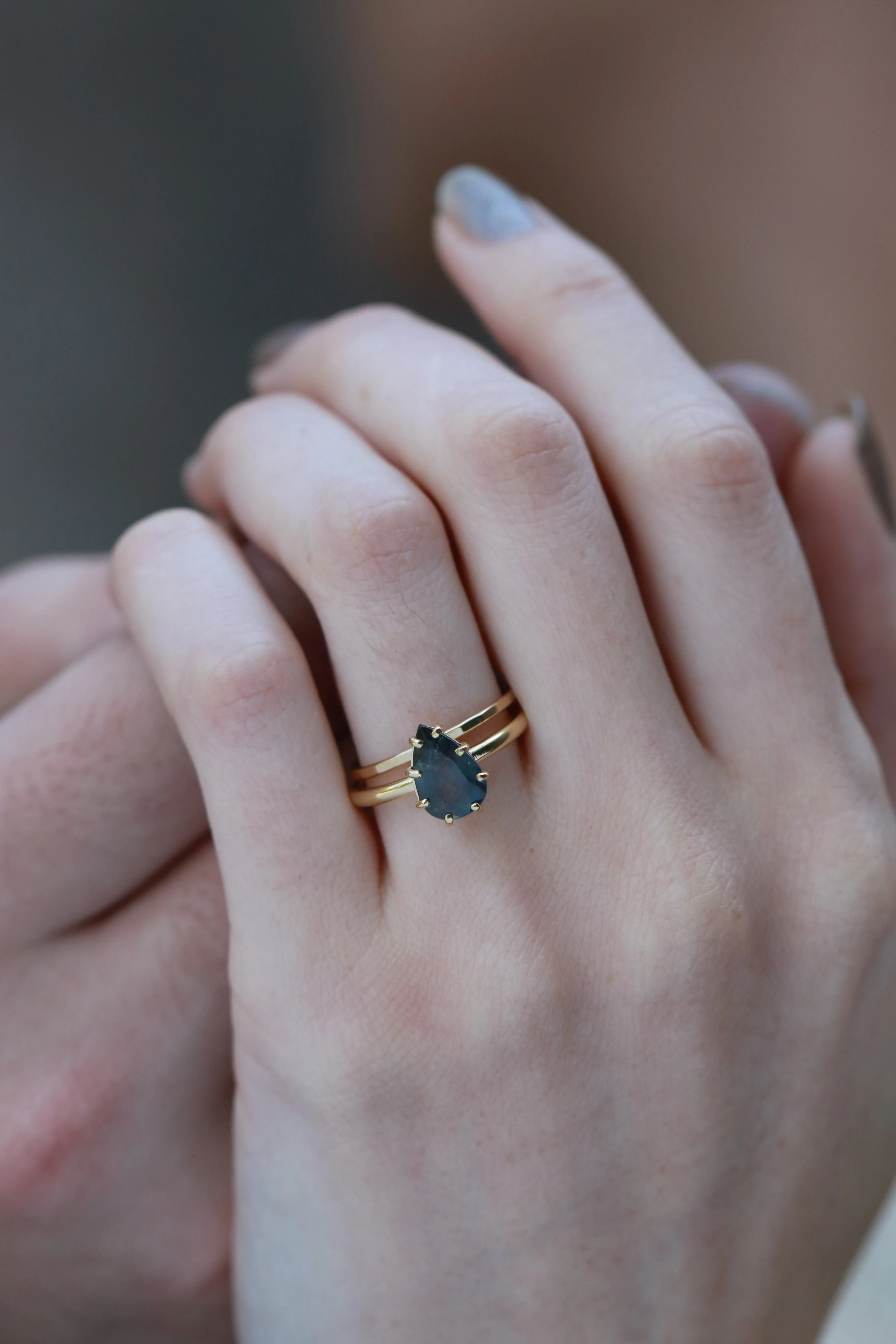 1.5mm Solid Hammered Band - Yellow Gold