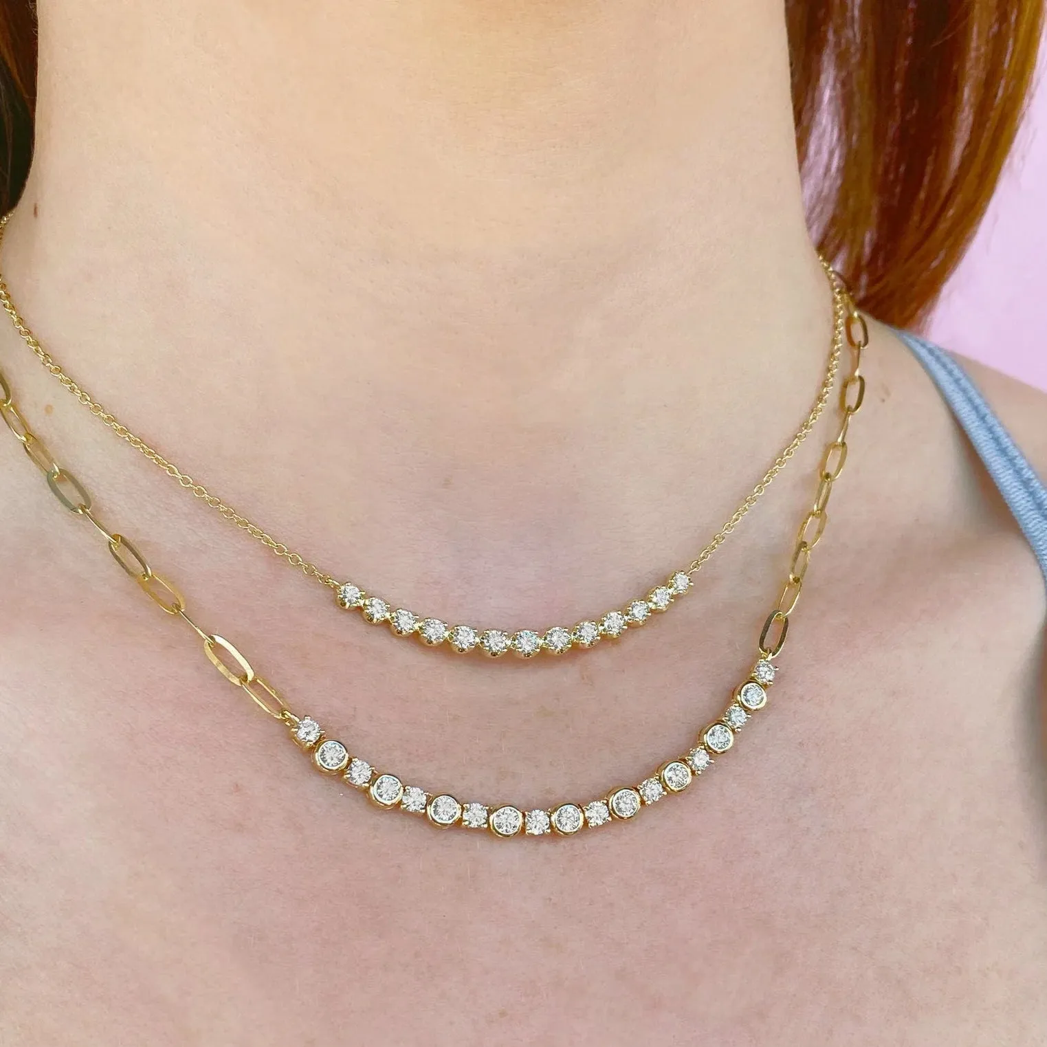 1.64ctw Diamond Paper Clip Necklace