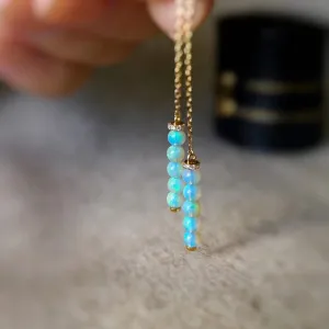18K Gold 1.5ct Natural Opal 0.02ct Diamond Drop Earrings