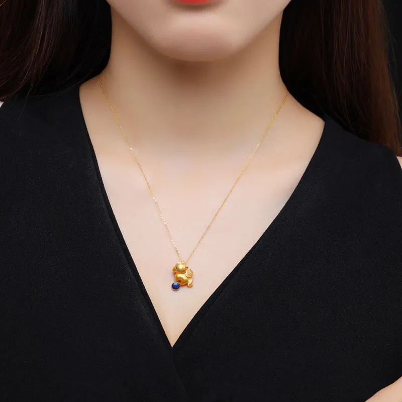 18K Gold Diamond Sapphire Round Cut Natural Opal 11X18MM Horse Pendant Necklace
