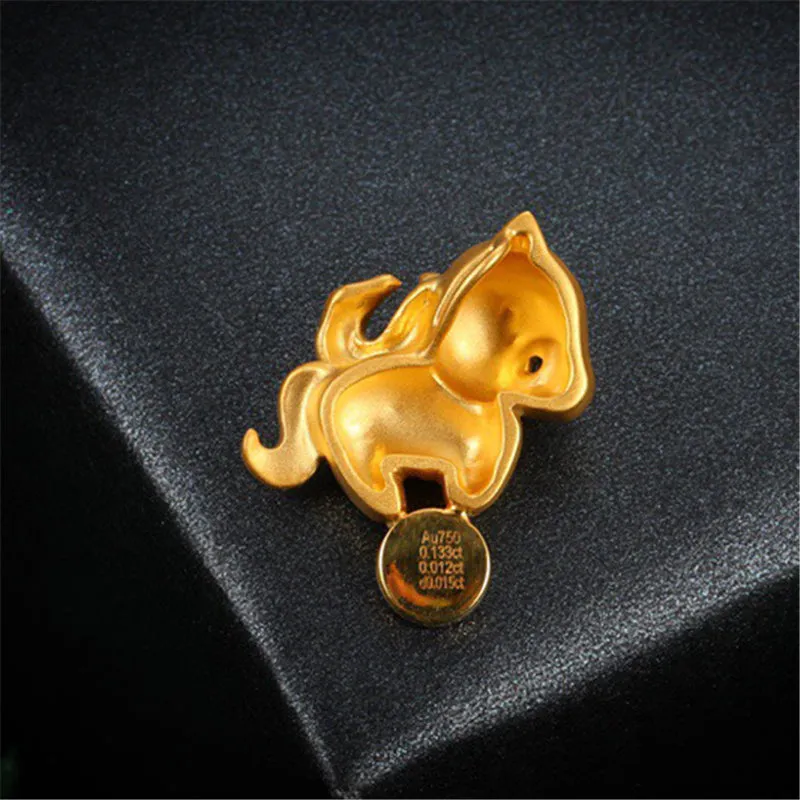 18K Gold Diamond Sapphire Round Cut Natural Opal 11X18MM Horse Pendant Necklace