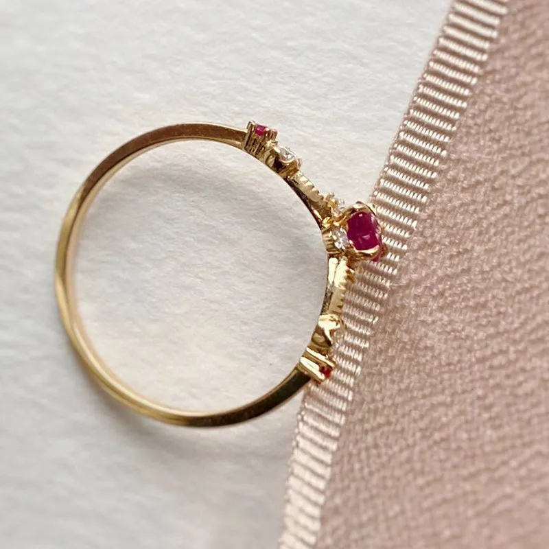 18K Gold Heart Shape 0.25ct Natural Ruby Ring