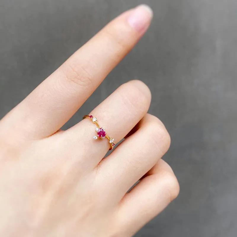 18K Gold Heart Shape 0.25ct Natural Ruby Ring