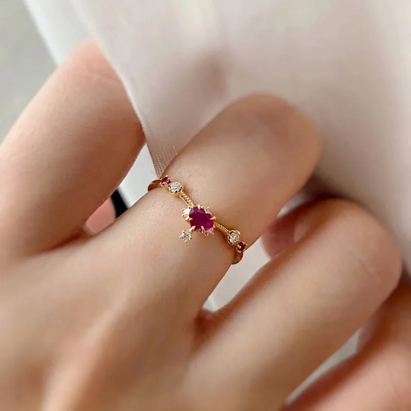 18K Gold Heart Shape 0.25ct Natural Ruby Ring