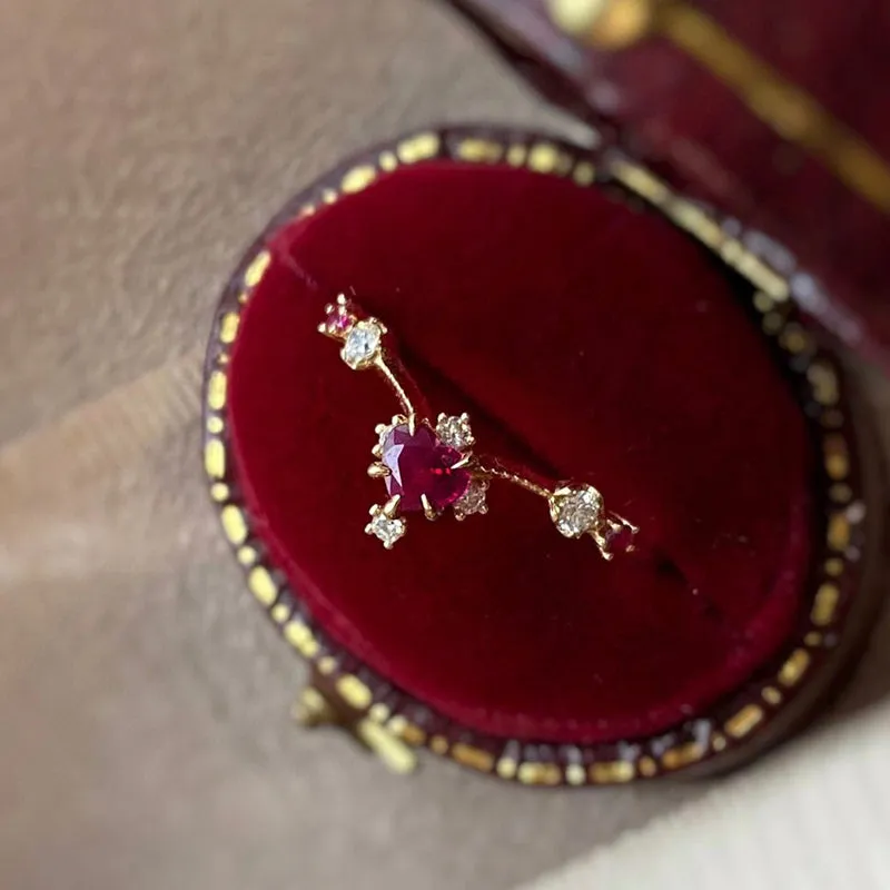 18K Gold Heart Shape 0.25ct Natural Ruby Ring