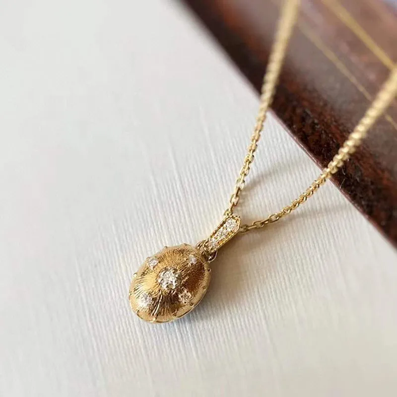 18K Gold Oval Cut 0.40ct Natural Opal 0.01ct Diamond Pendant Necklace 18"