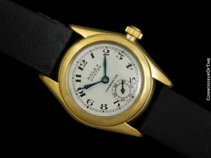 1937 Rolex Oyster Chronometer Vintage Boys Size Midsize Unisex Watch - 9K Gold