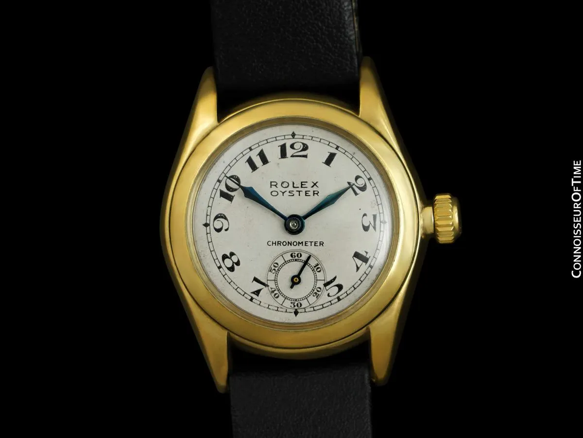 1937 Rolex Oyster Chronometer Vintage Boys Size Midsize Unisex Watch - 9K Gold