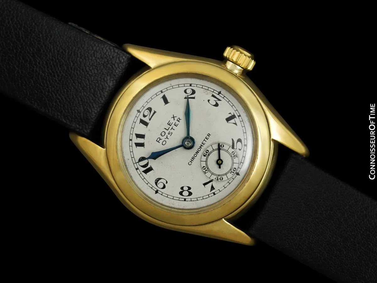 1937 Rolex Oyster Chronometer Vintage Boys Size Midsize Unisex Watch - 9K Gold