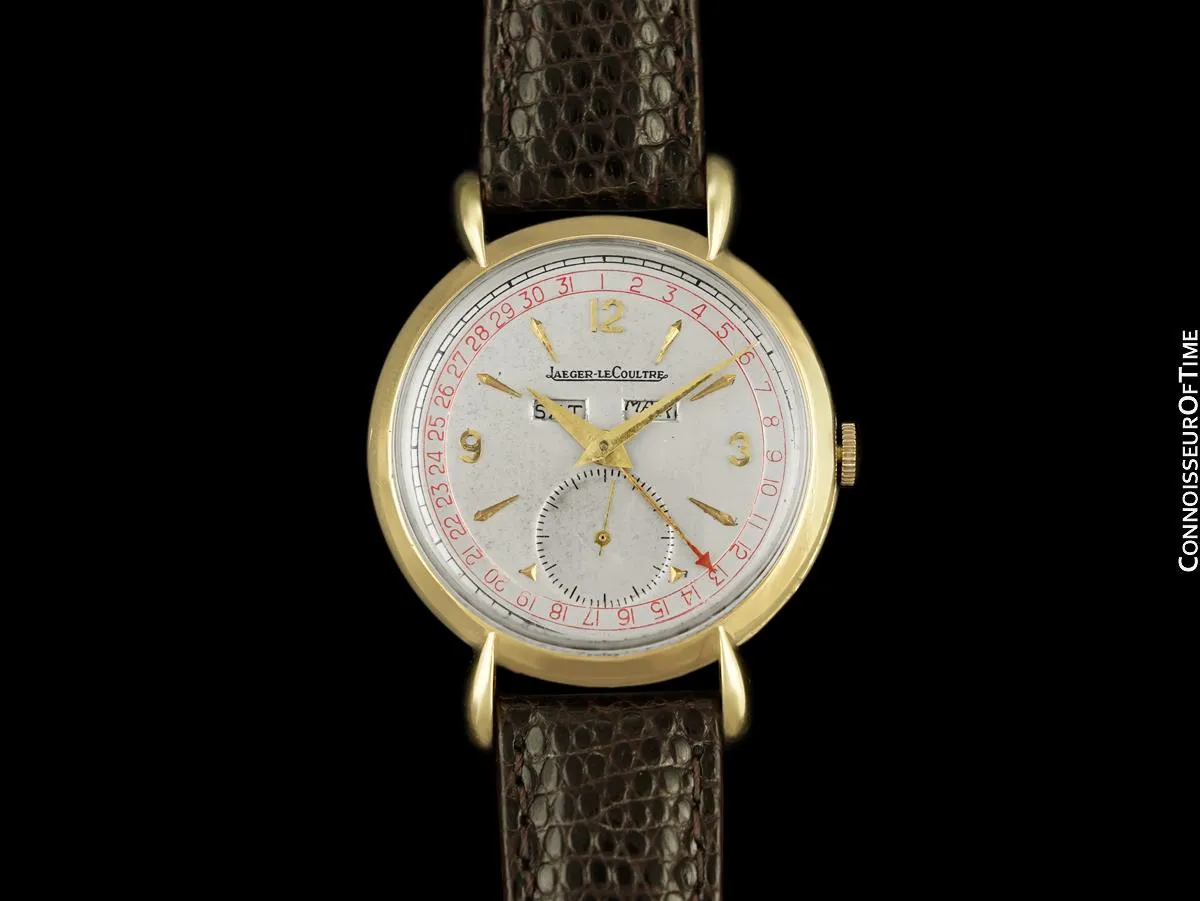 1941 Jaeger-LeCoultre Vintage Mens Triple Date Calendar Watch - 14K Gold