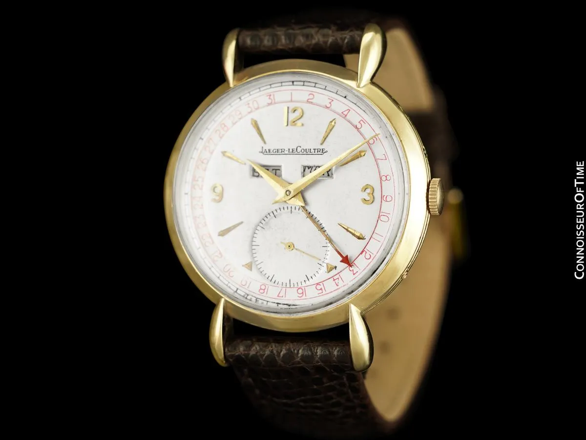1941 Jaeger-LeCoultre Vintage Mens Triple Date Calendar Watch - 14K Gold