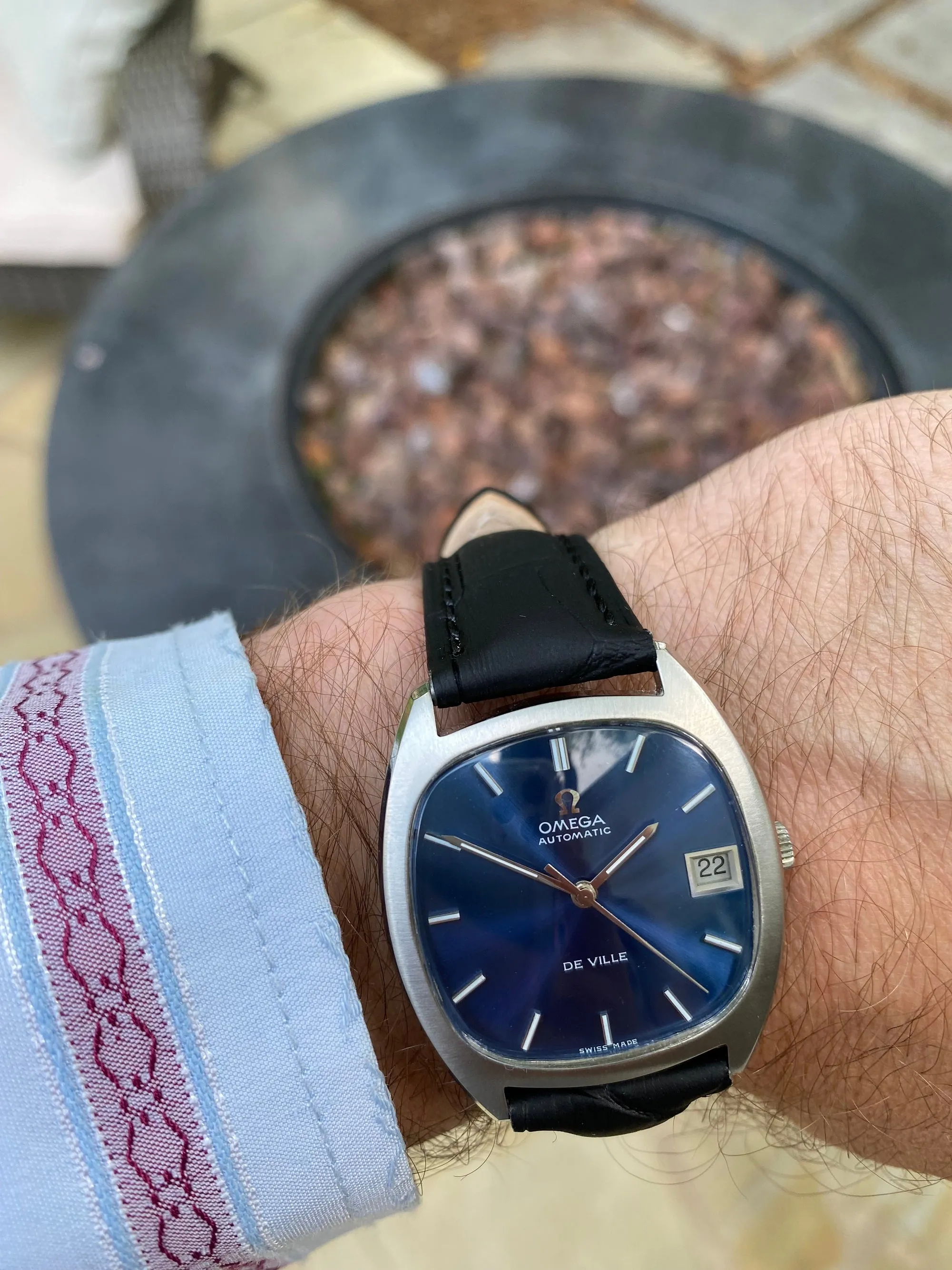 1970 Omega De Ville Vintage Mens Automatic Blue Dial Dress Watch - Stainless Steel