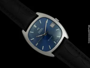 1970 Omega De Ville Vintage Mens Automatic Blue Dial Dress Watch - Stainless Steel
