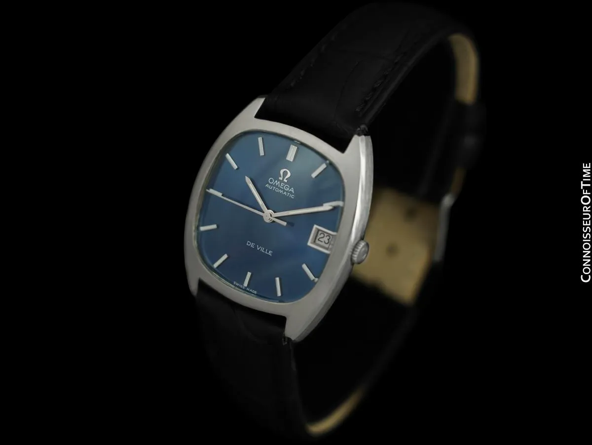 1970 Omega De Ville Vintage Mens Automatic Blue Dial Dress Watch - Stainless Steel