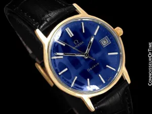 1973 Omega Geneve Vintage Mens Watch, Quick-Setting Date - 18K Gold Plated & Stainless Steel