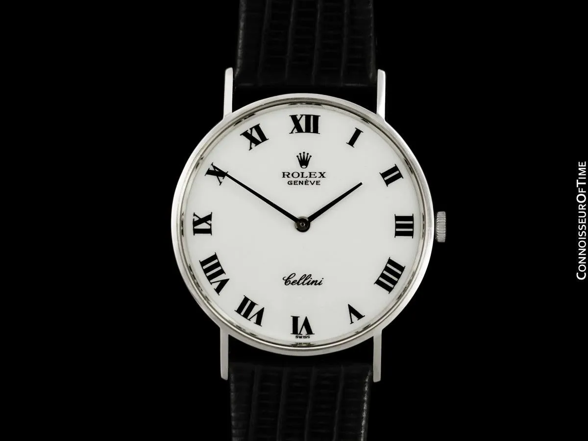 1973 Rolex Cellini Vintage Mens Midsize Buckley Dial Watch, Ref. 3833 - 18K White Gold