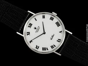 1973 Rolex Cellini Vintage Mens Midsize Buckley Dial Watch, Ref. 3833 - 18K White Gold