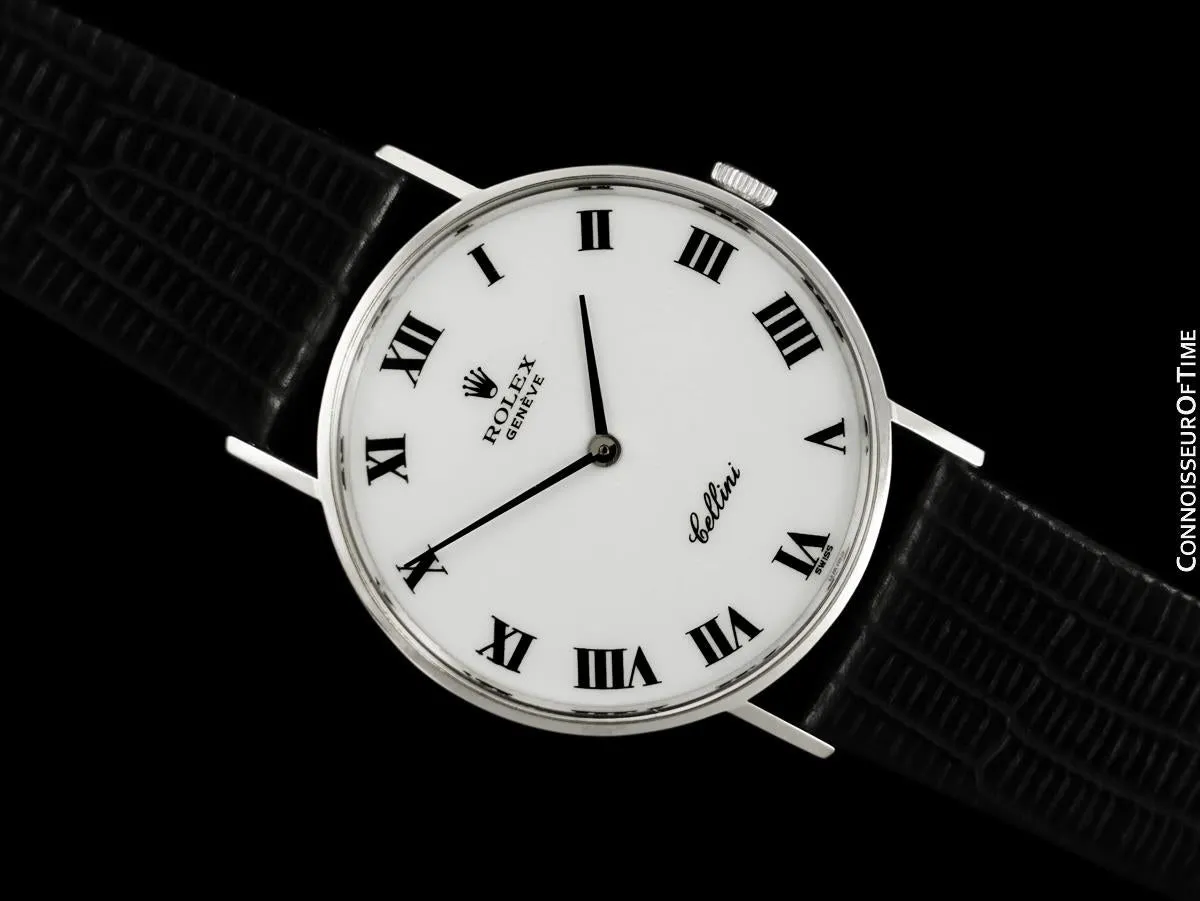 1973 Rolex Cellini Vintage Mens Midsize Buckley Dial Watch, Ref. 3833 - 18K White Gold