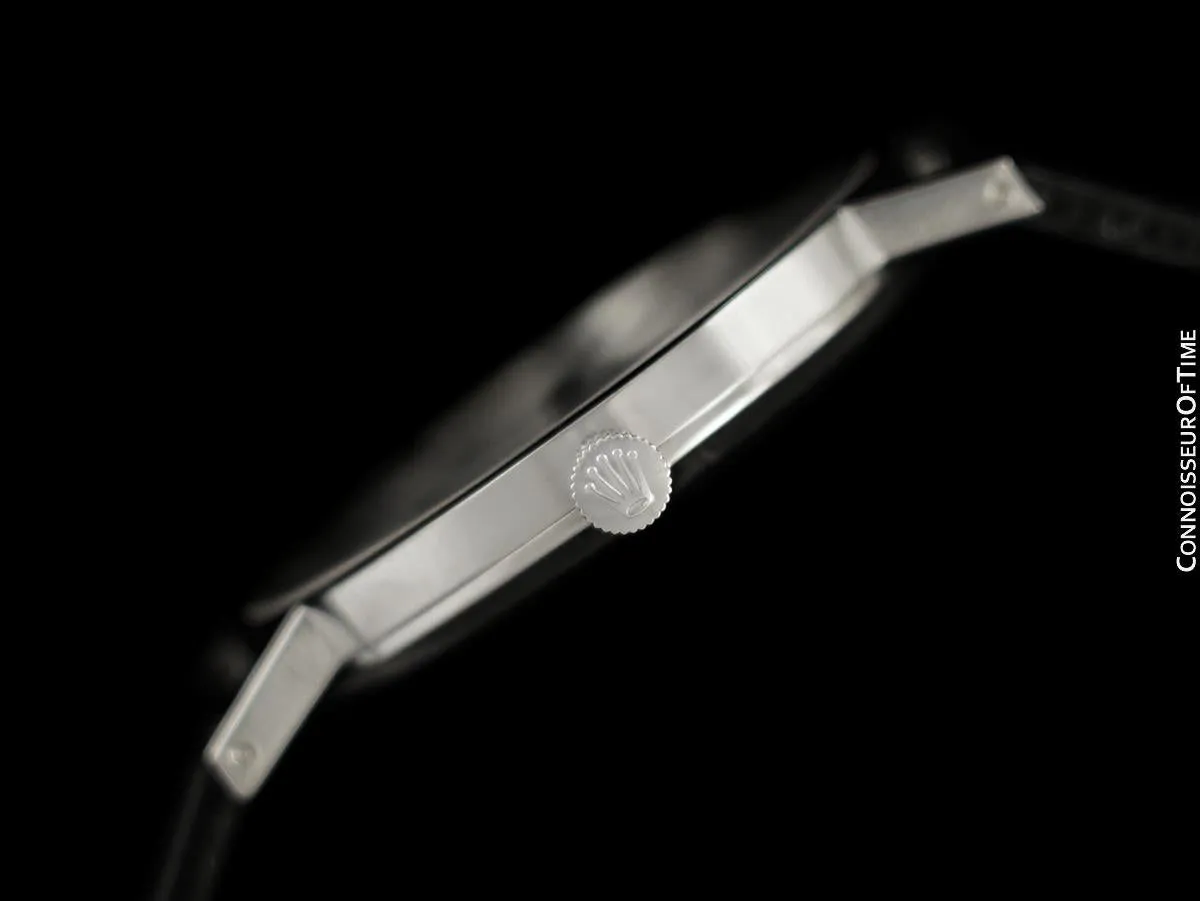 1973 Rolex Cellini Vintage Mens Midsize Buckley Dial Watch, Ref. 3833 - 18K White Gold