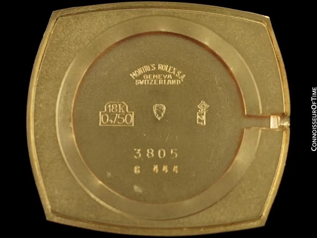1974 Rolex Cellini Vintage Mens Handwound TV Shaped Dress Watch, Ref. 3805 - 18K Gold