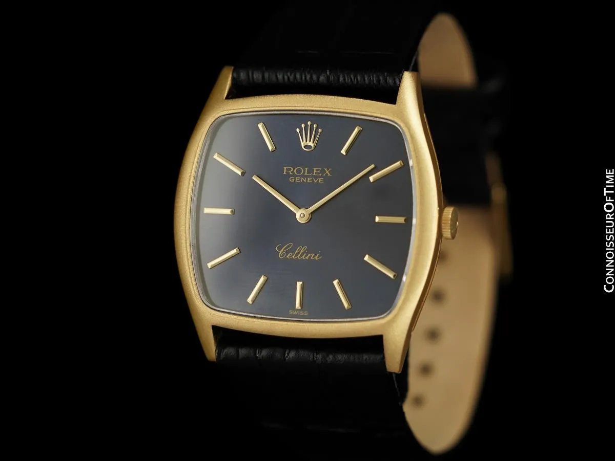 1974 Rolex Cellini Vintage Mens Handwound TV Shaped Dress Watch, Ref. 3805 - 18K Gold