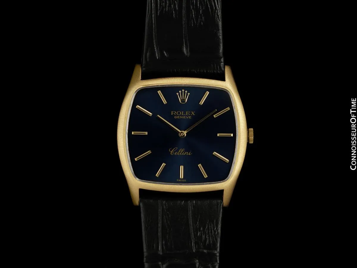 1974 Rolex Cellini Vintage Mens Handwound TV Shaped Dress Watch, Ref. 3805 - 18K Gold