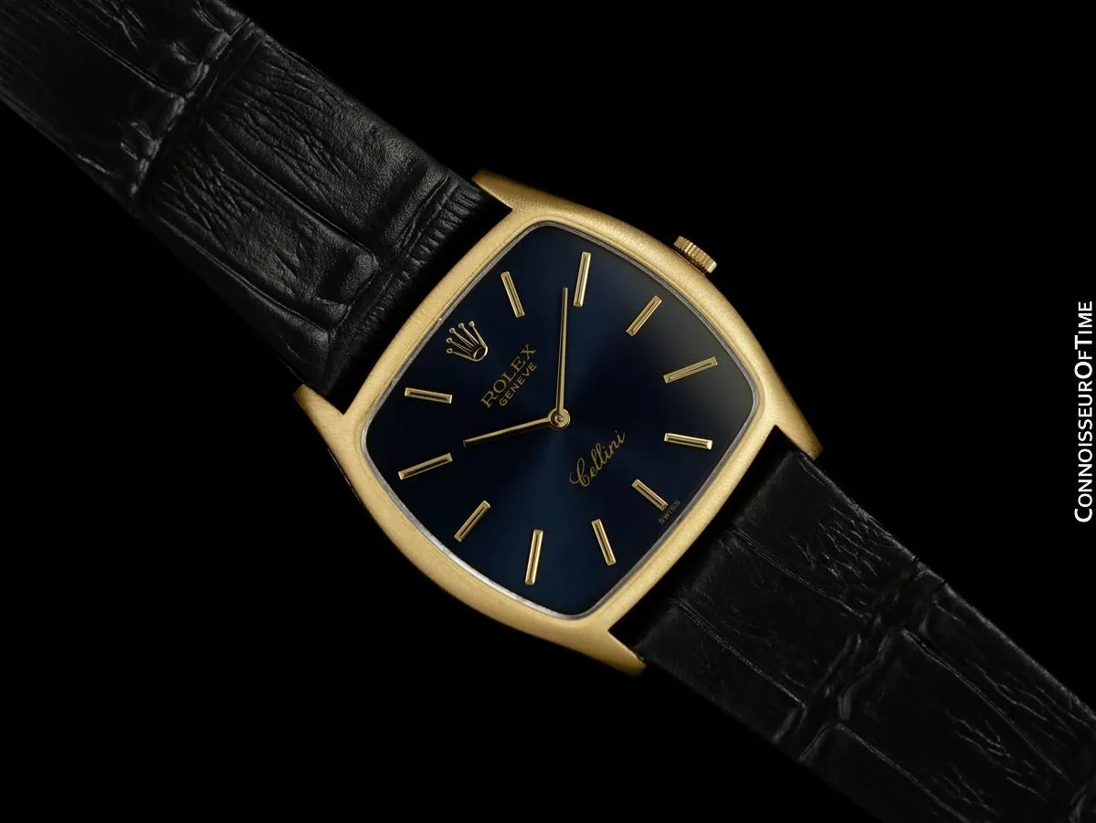 1974 Rolex Cellini Vintage Mens Handwound TV Shaped Dress Watch, Ref. 3805 - 18K Gold