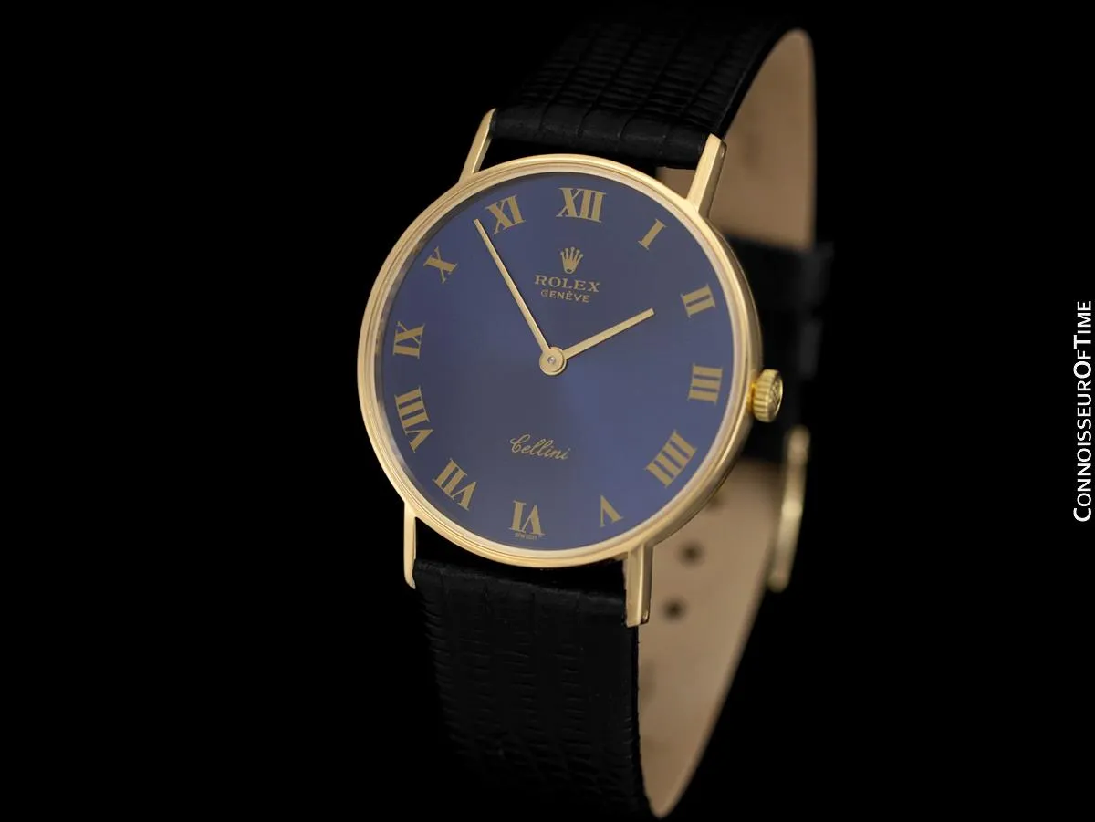 1974 Rolex Cellini Vintage Mens Midsize Handwound Watch, Ref. 3833 - 18K Gold