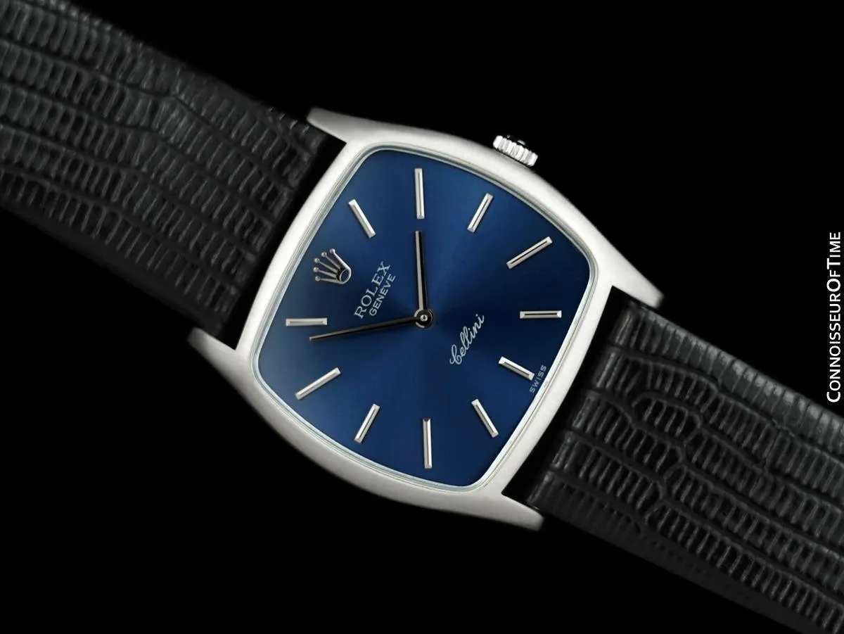 1975 Rolex Cellini Vintage Mens Handwound TV Watch, Ref. 3805 - 18K White Gold