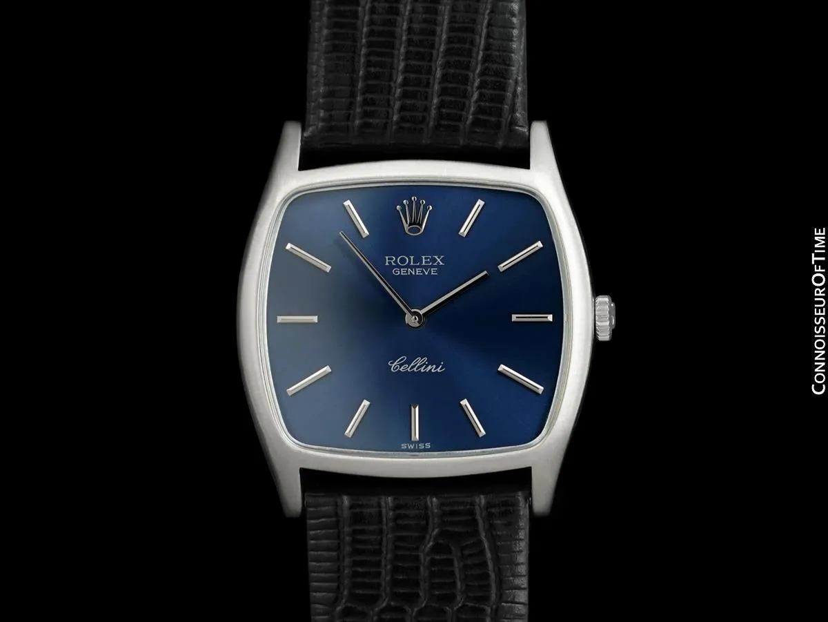1975 Rolex Cellini Vintage Mens Handwound TV Watch, Ref. 3805 - 18K White Gold