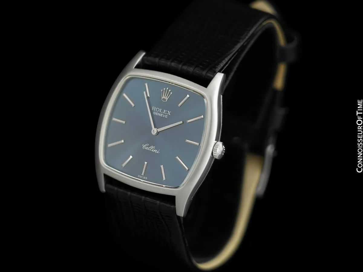 1975 Rolex Cellini Vintage Mens Handwound TV Watch, Ref. 3805 - 18K White Gold