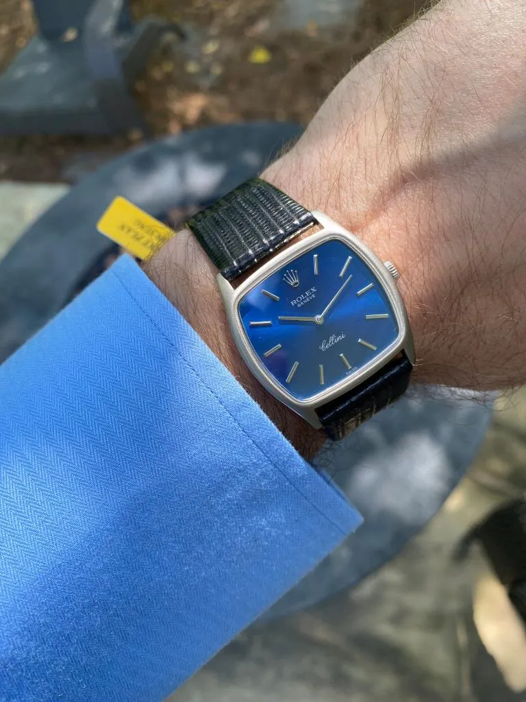 1975 Rolex Cellini Vintage Mens Handwound TV Watch, Ref. 3805 - 18K White Gold