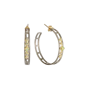 35 MM PERUVIAN OPAL AND SPINEL HOOP EARRINGS