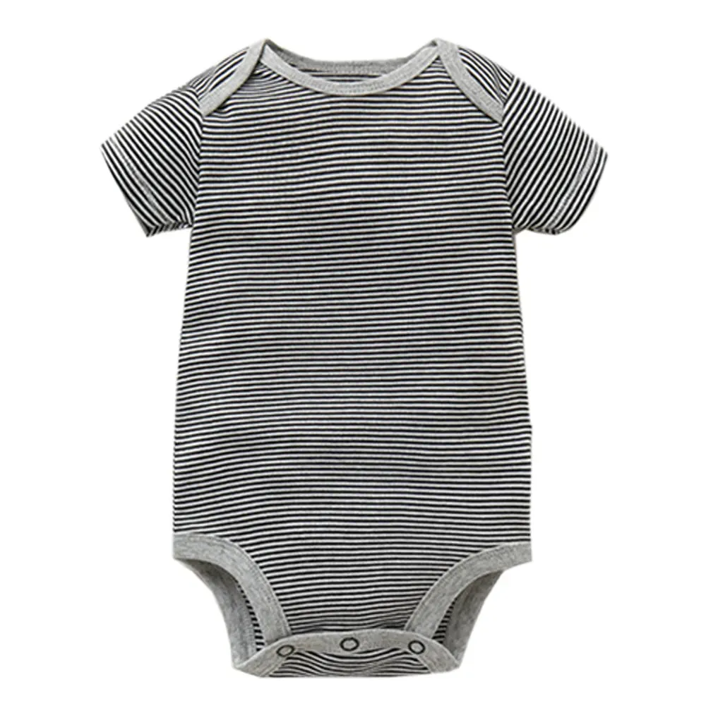 5-pack Newborn Baby Cartoon Printed Cotton Bodysuit - Beige, Black, Khaki