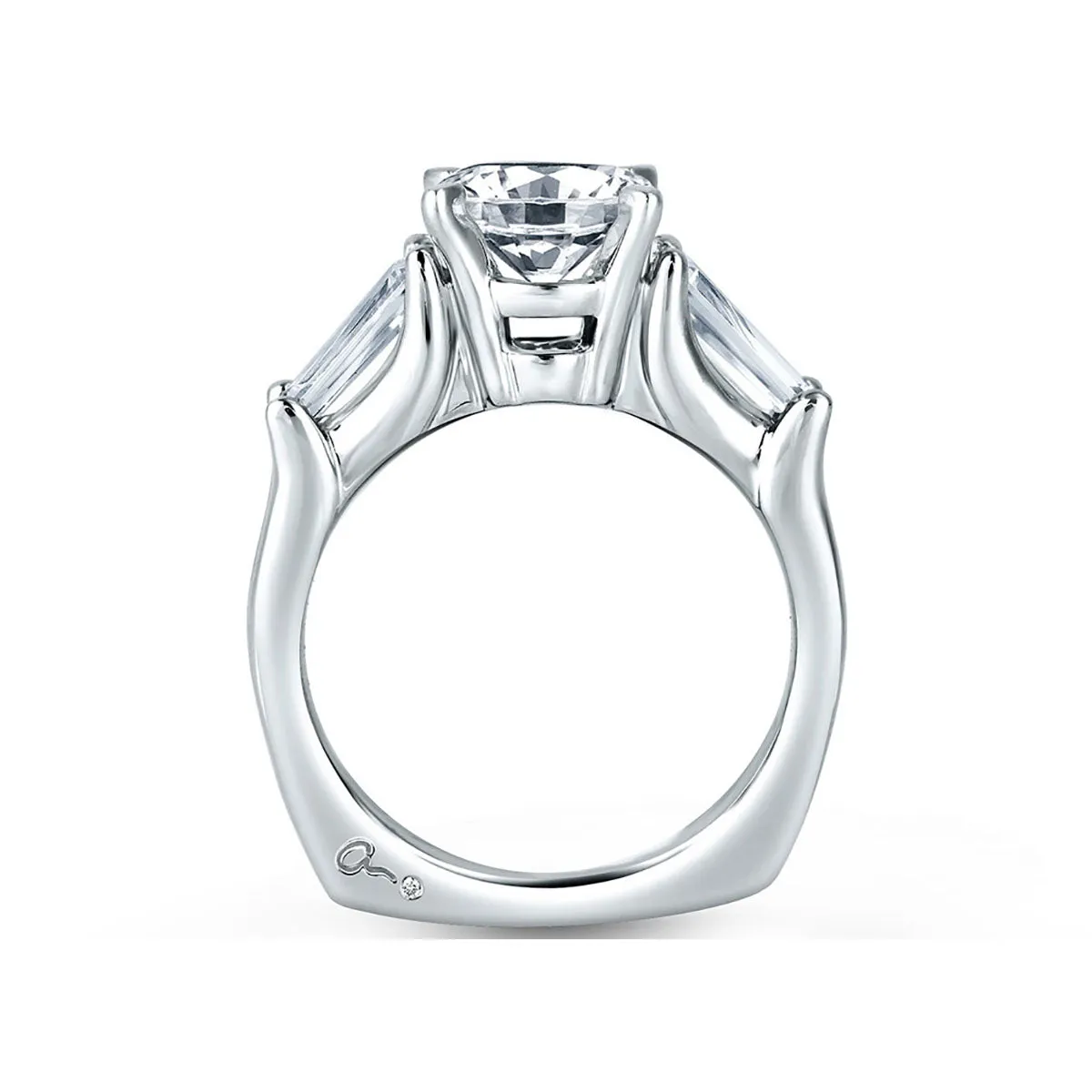 A.Jaffe Tapered Baguette Side Stone Diamond Engagement Ring MES263/115