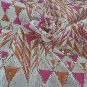 Alexa Brocade Fabric Pink/Rust 150 cm