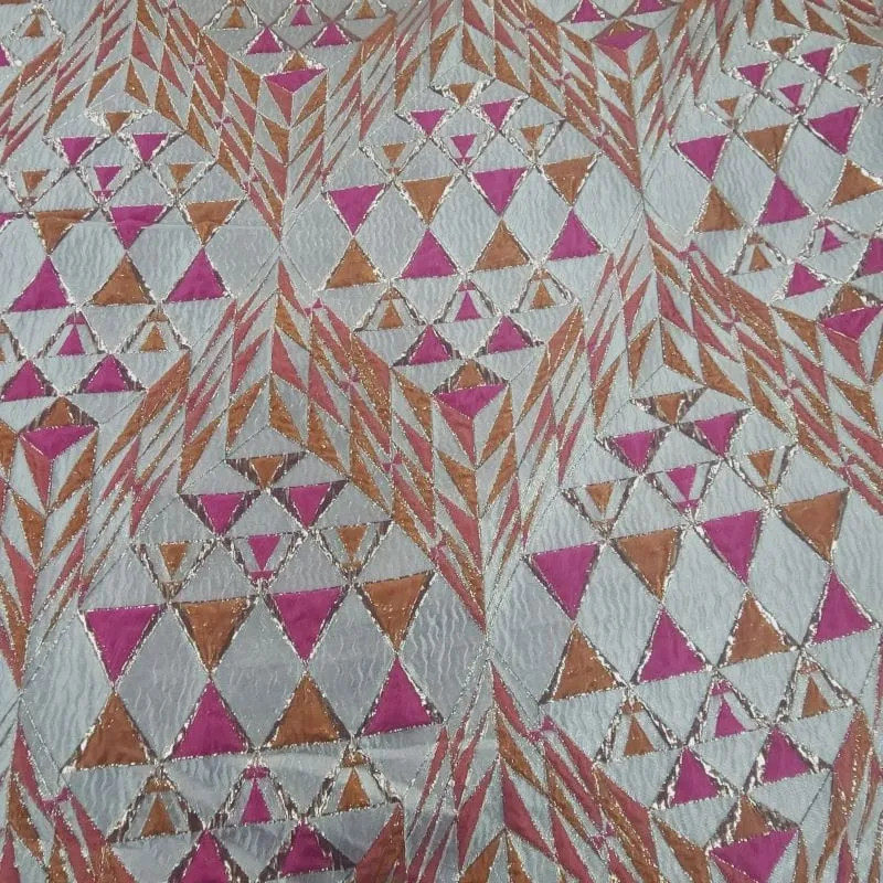 Alexa Brocade Fabric Pink/Rust 150 cm