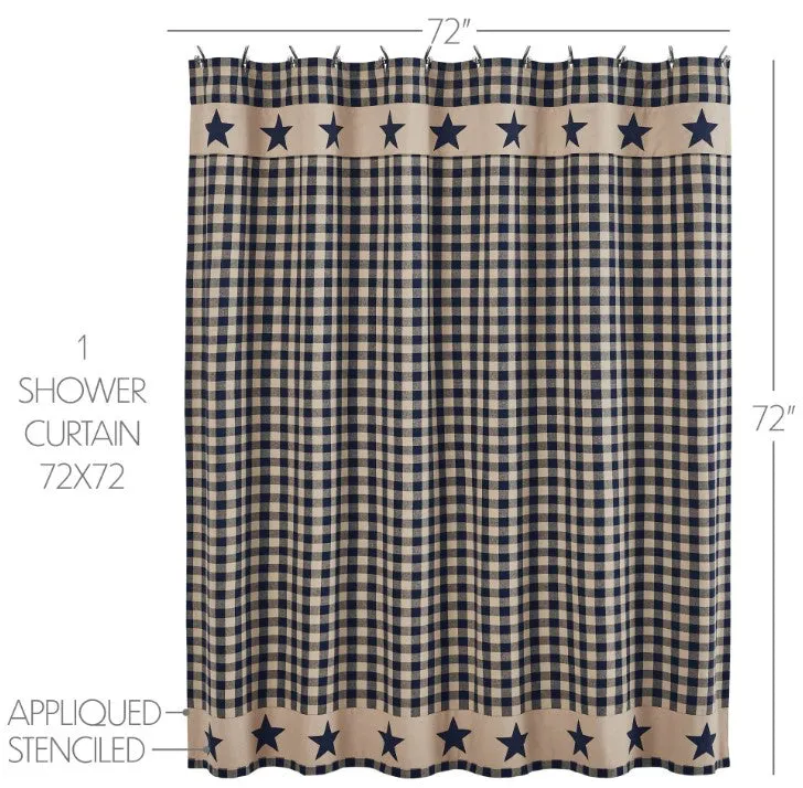 Allegiance Navy & Tan Check Shower Curtain