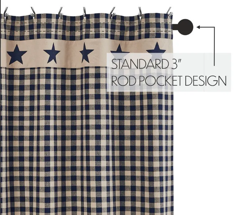Allegiance Navy & Tan Check Shower Curtain