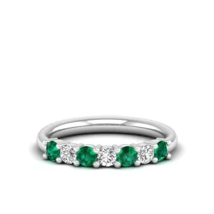 Alternating 7-Stone Classic Emerald and Diamond Ring